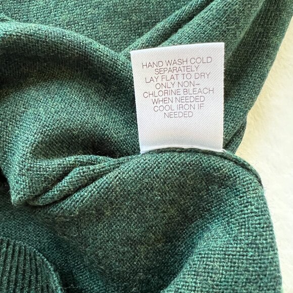 TURNBURY Men’s Forest Green Extra Fine Merino Wool V-Neck Pullover Sweater L - Picture 7 of 9